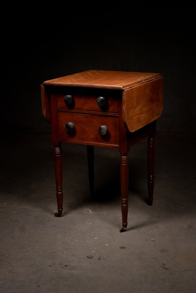 19th CENTURY TWO DRAWER drop leaf stand