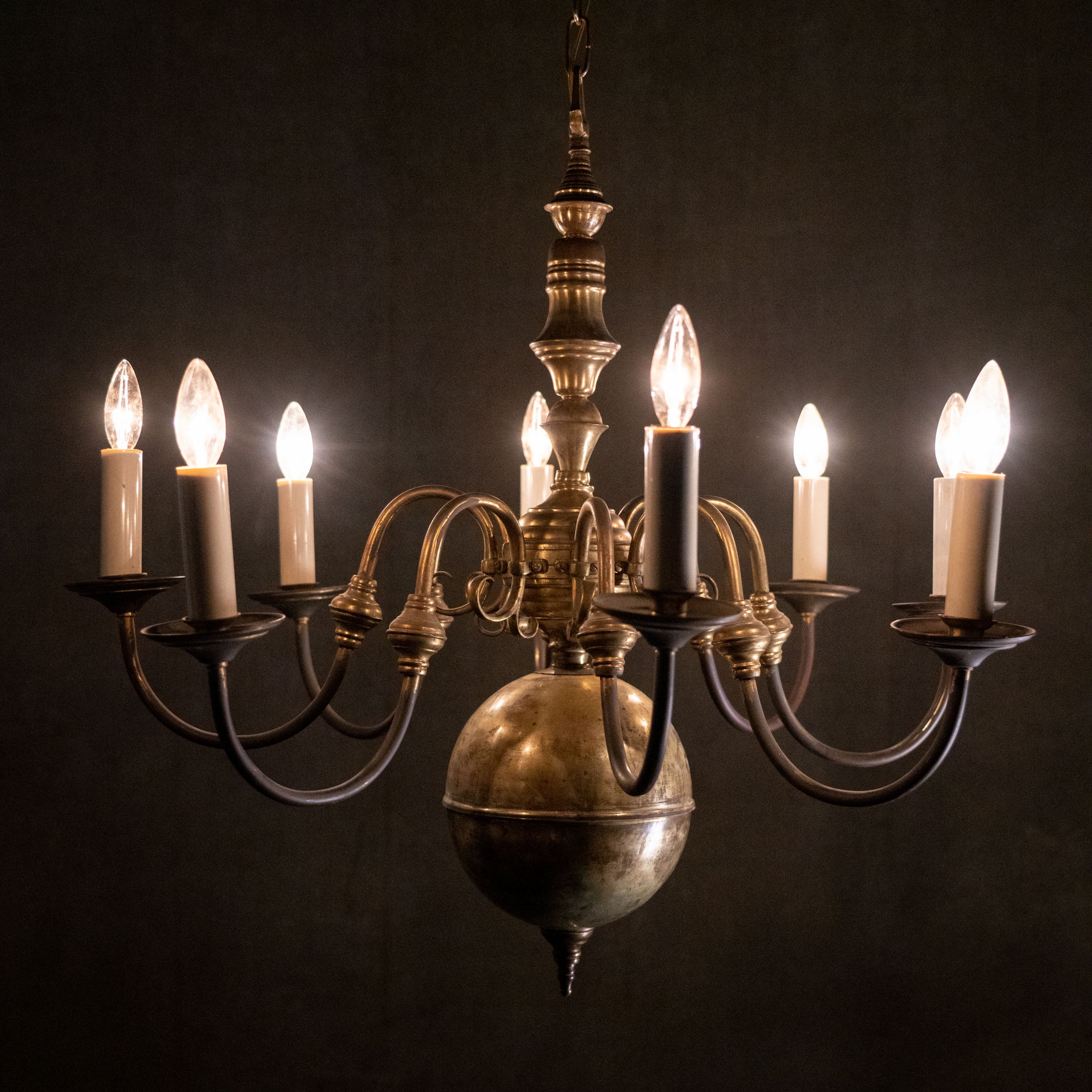 1920 Large Brass Multi Arm French Chandelier