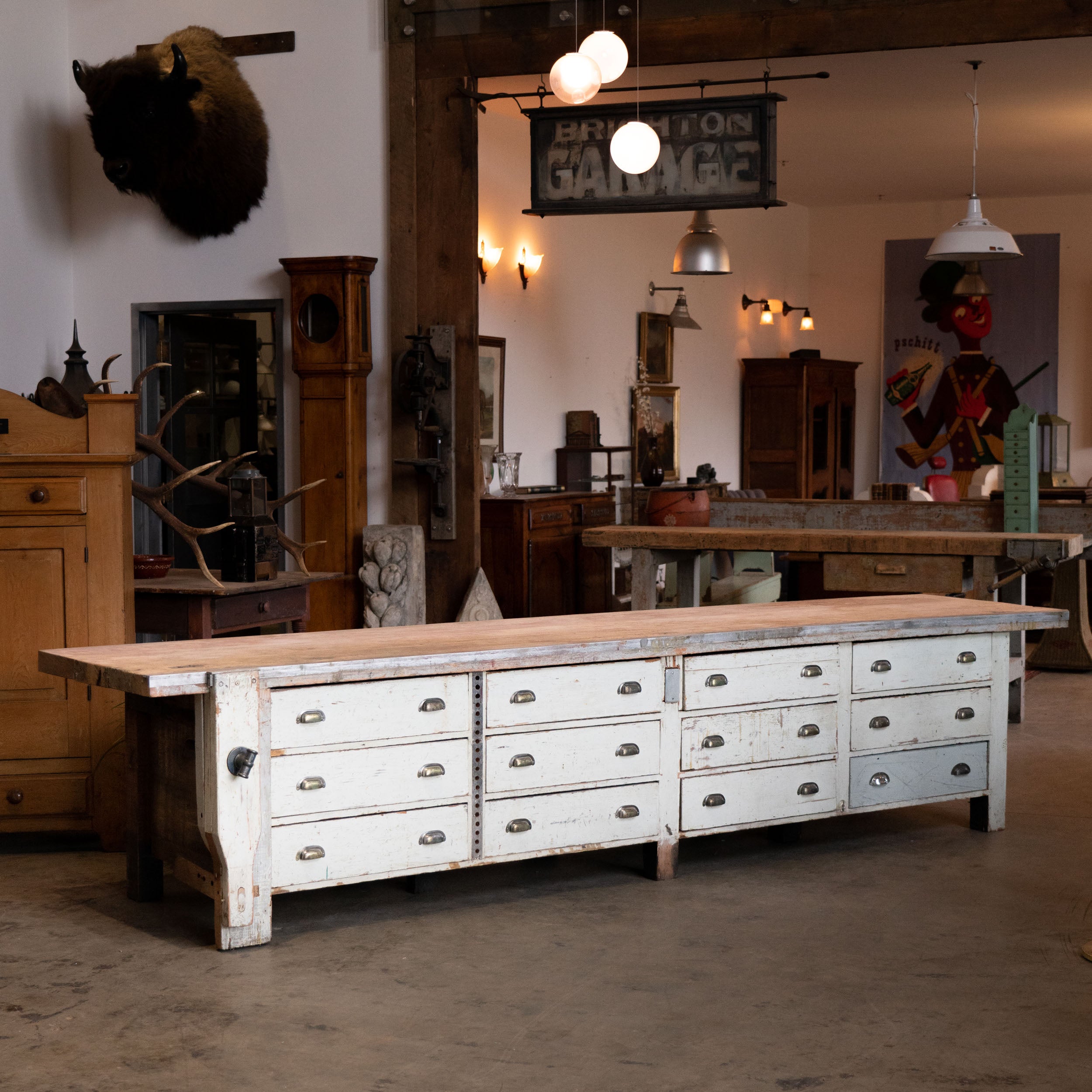 1920 large multi drawer work bench / sideboard