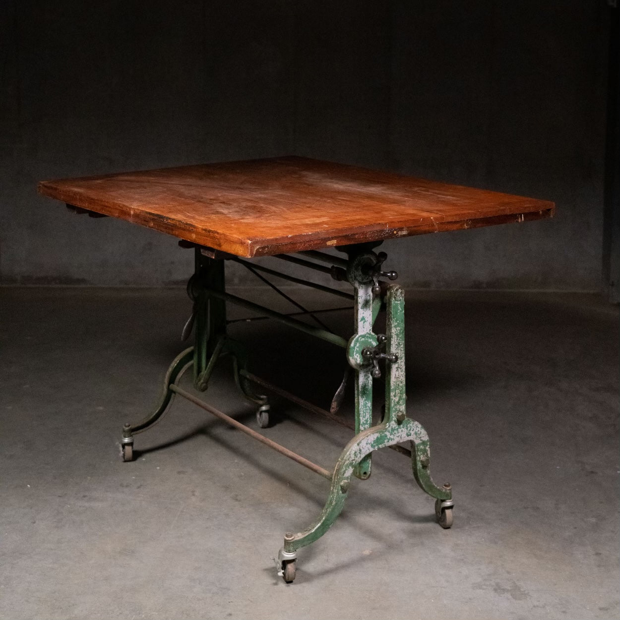 vintage industrial drafting table by L. E. Hoyt & Co. of Walten, NY, patented July 10 1894