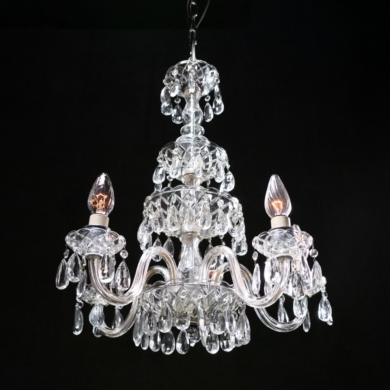 1950 5 Arm Glass Chandelier