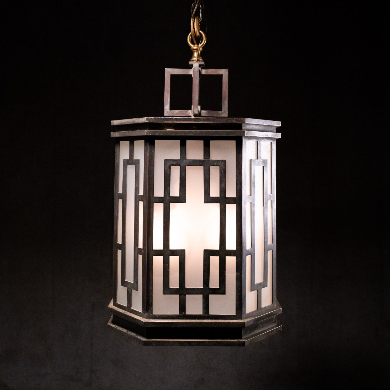 1920 bronze large Beaux ARTS Bank pendant light