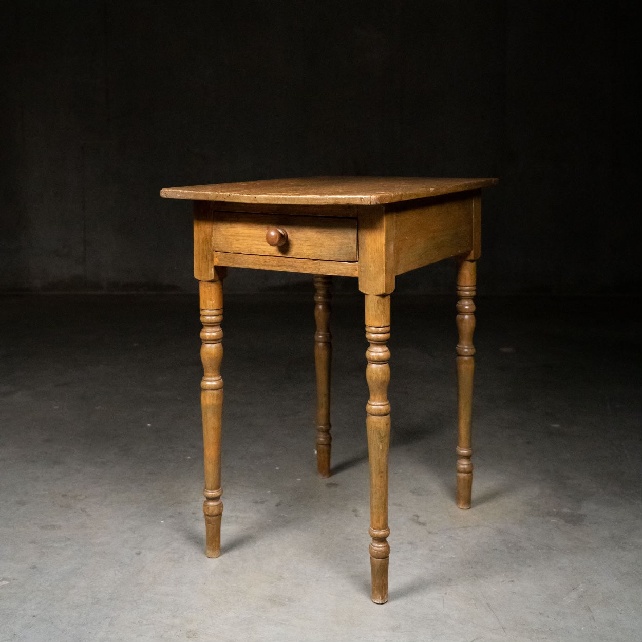 1870 pine lamp table  in original paint