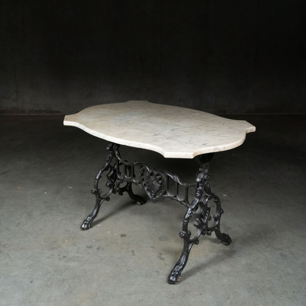 19thc marble French garden table cast iron