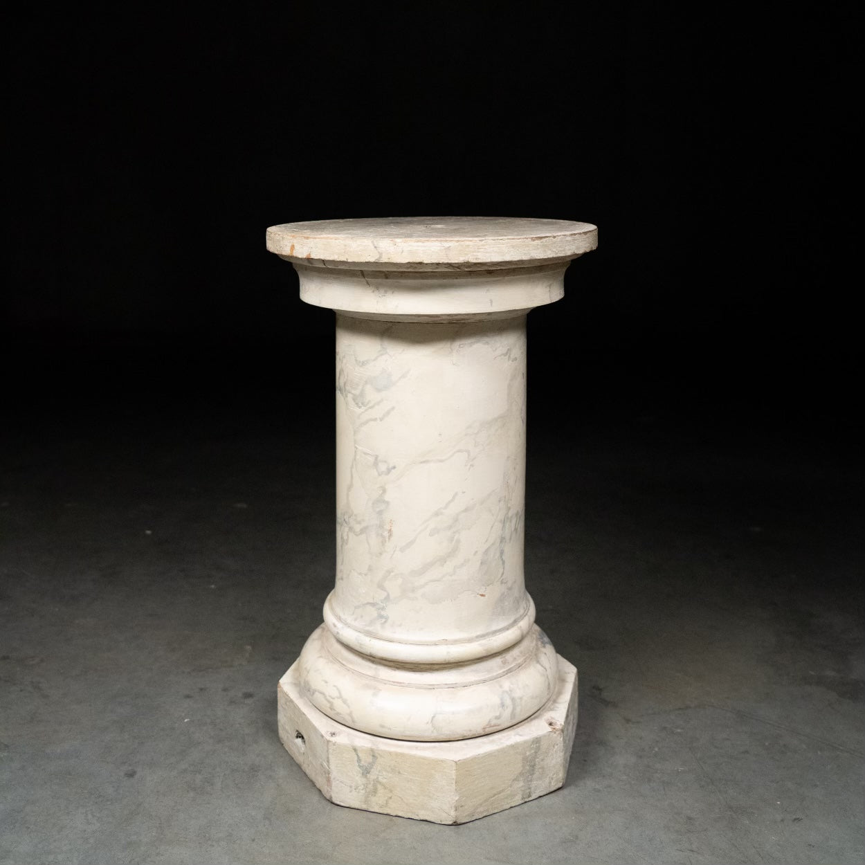 19th c  wooden plinth in faux marble finish