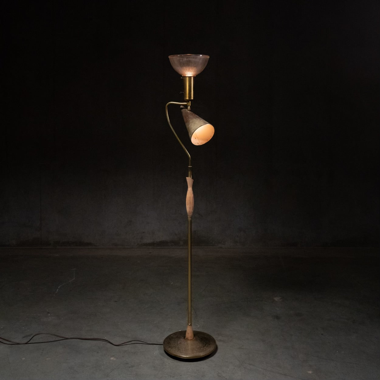 1950’s MCM Brass Dual Light Floor Lamp