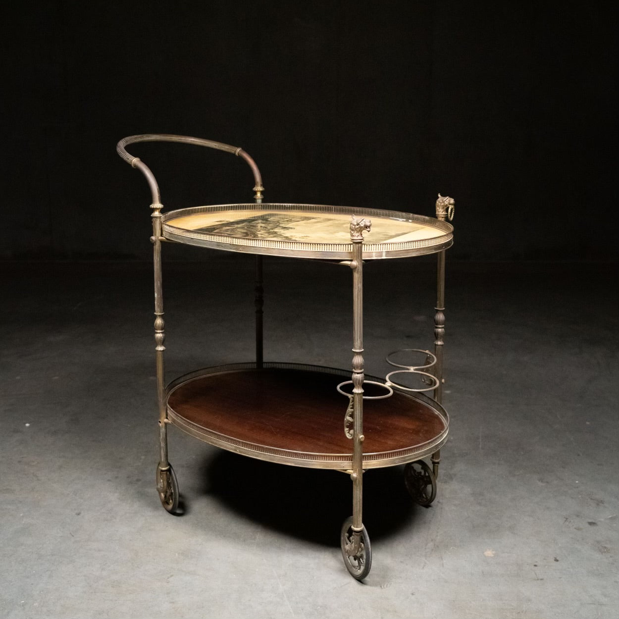 1960  brass EUROPEAN bar cart