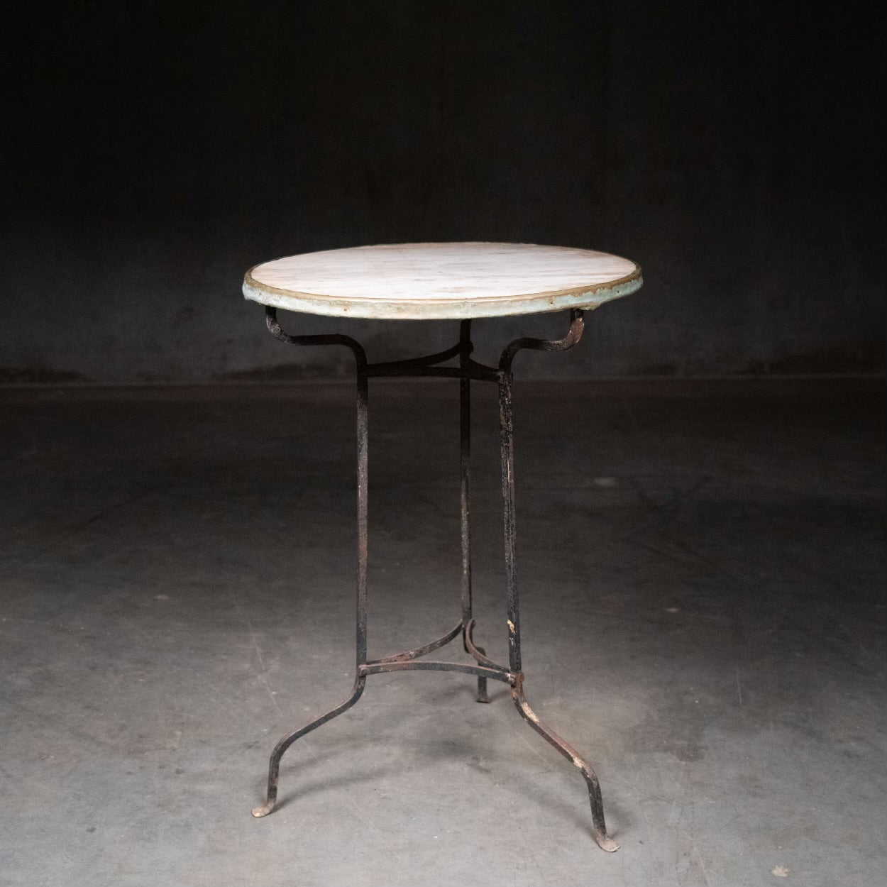 1920 Forged Iron Bistro Table with Marble Top