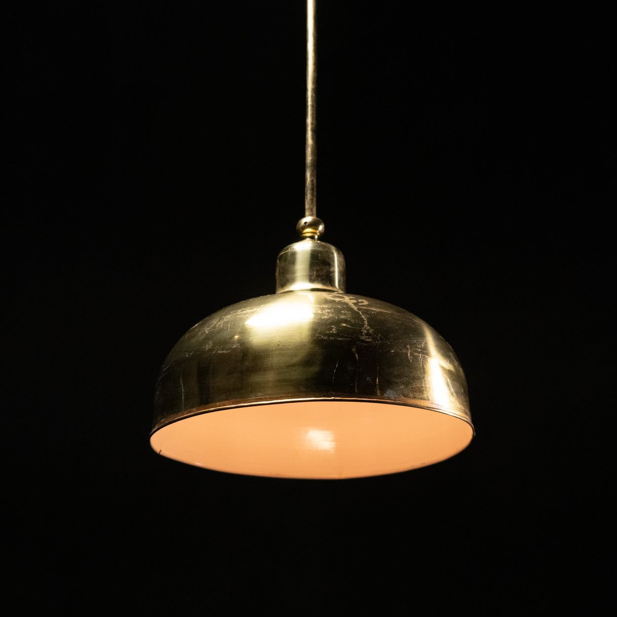 1960 Rare Solid Brass French Bistro Pendant Lights