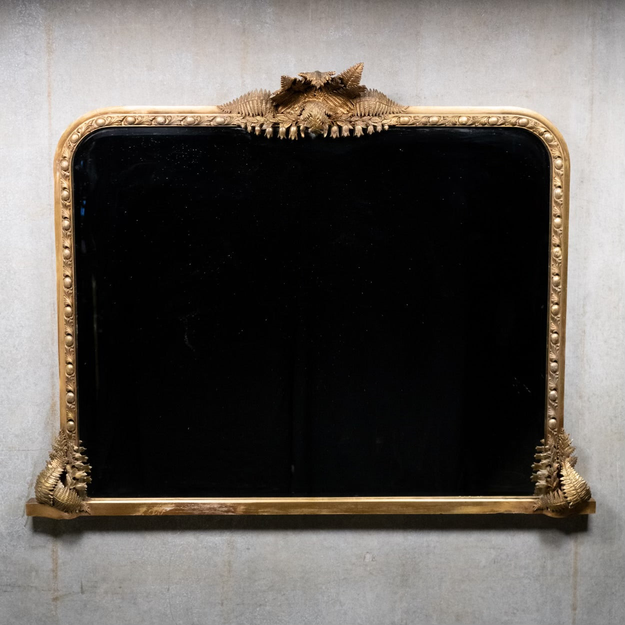 19th century gilded over mantle ENGLISH fern mirror