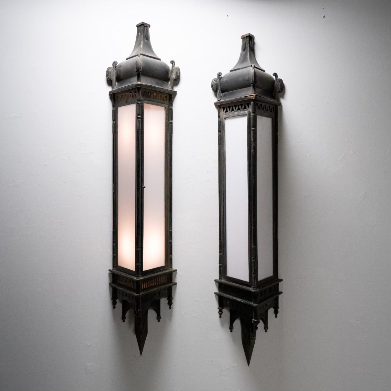 1920 copper exterior art deco sconce lights