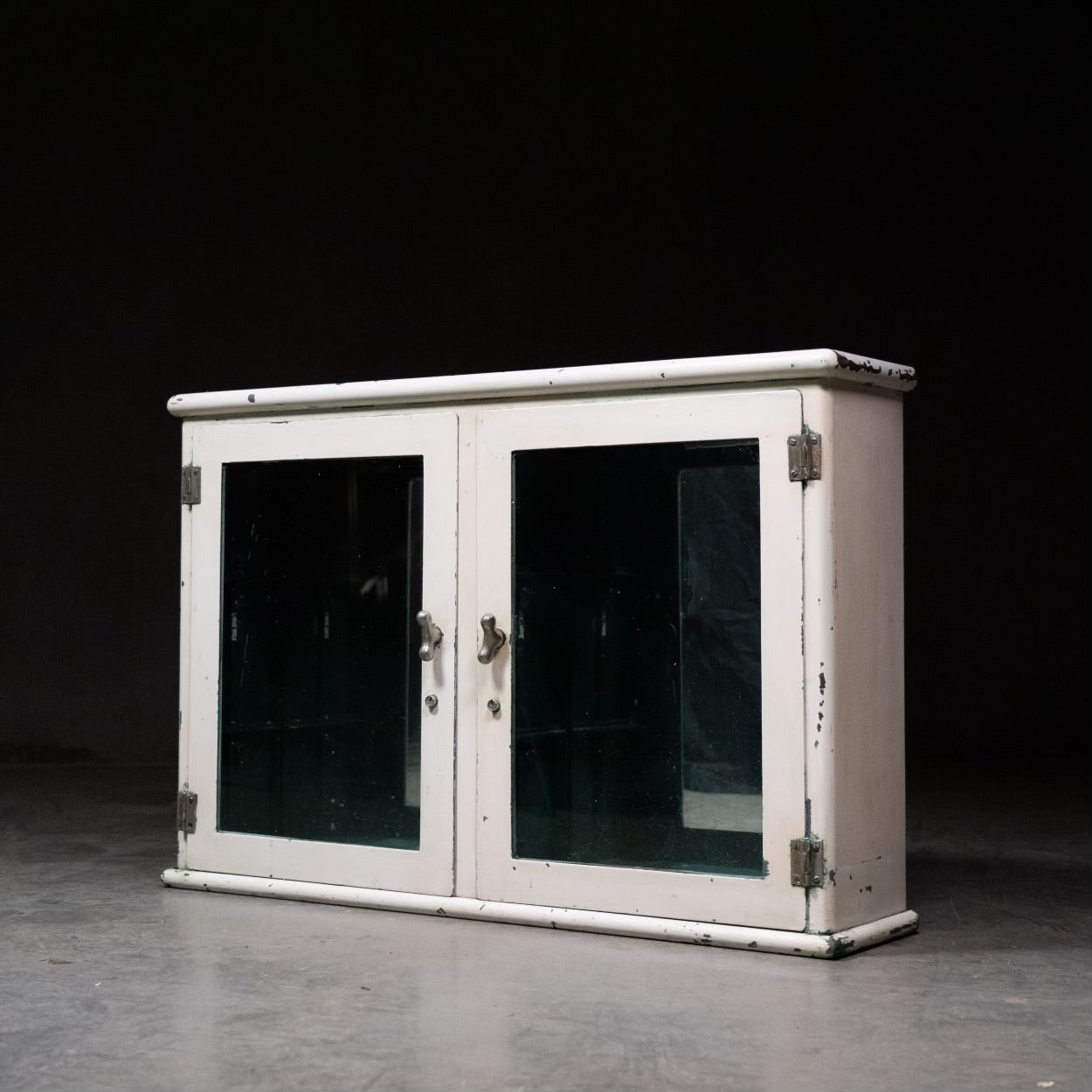 1930 metal wall mounted glass vanity cabinet