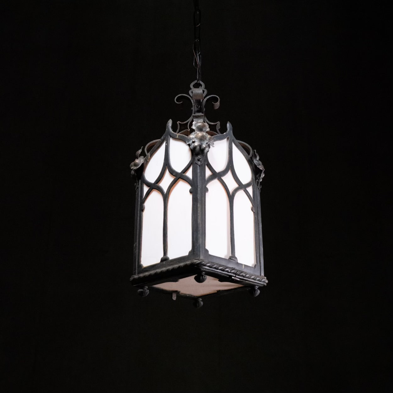 1940 Iron Exterior/Interior Gothic Revival Lantern Pendant light