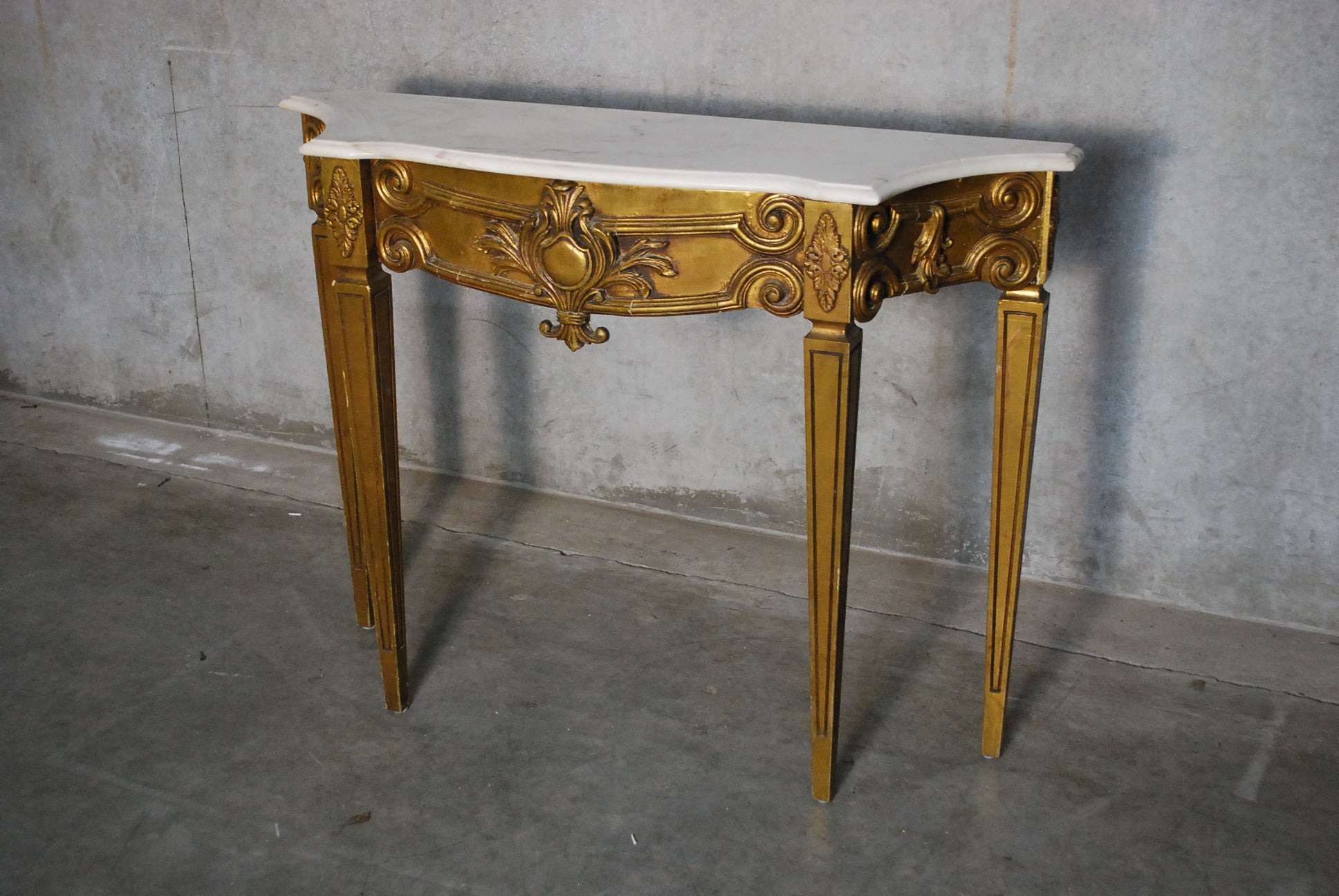 1920 French Console Gilded table with marble top | Scott Landon Antiques and Interiors.