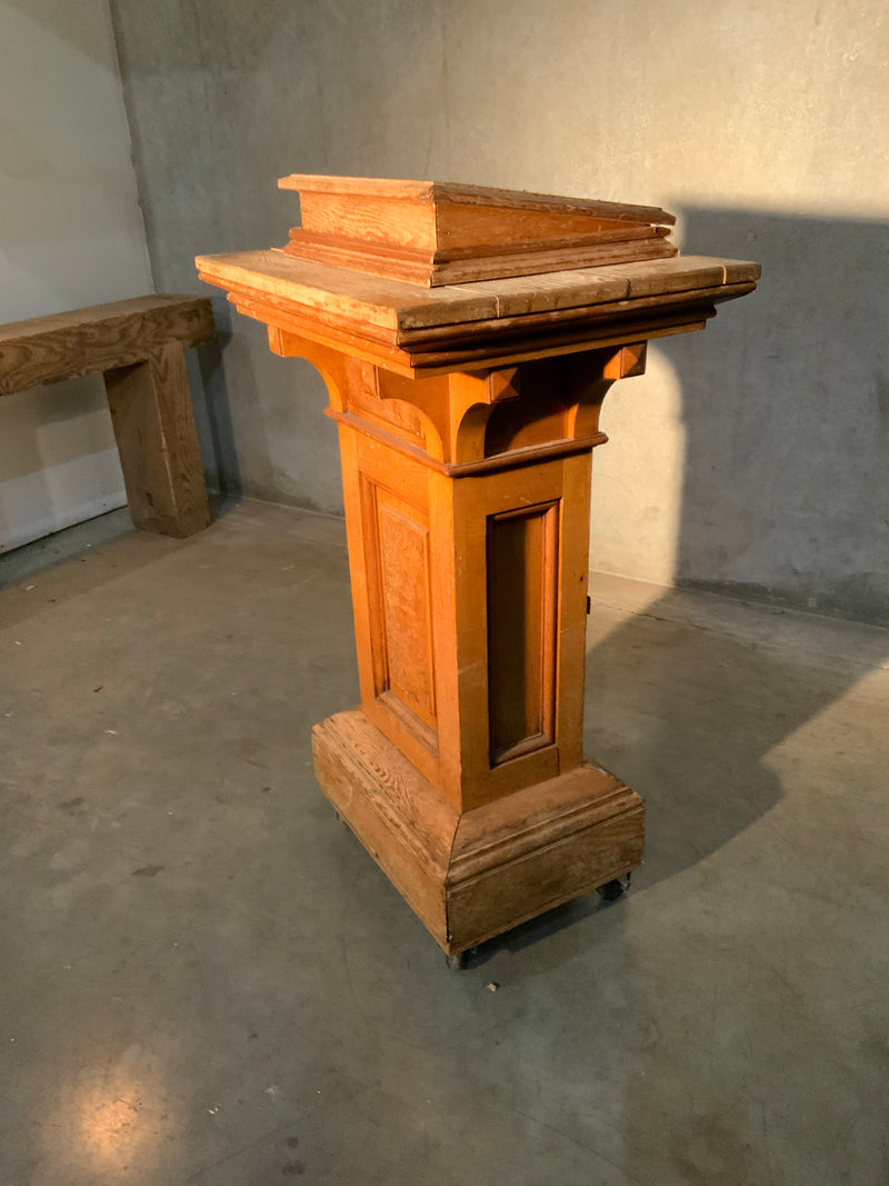 1910 oak detailed ODD fellows Lectern | Scott Landon Antiques and Interiors.