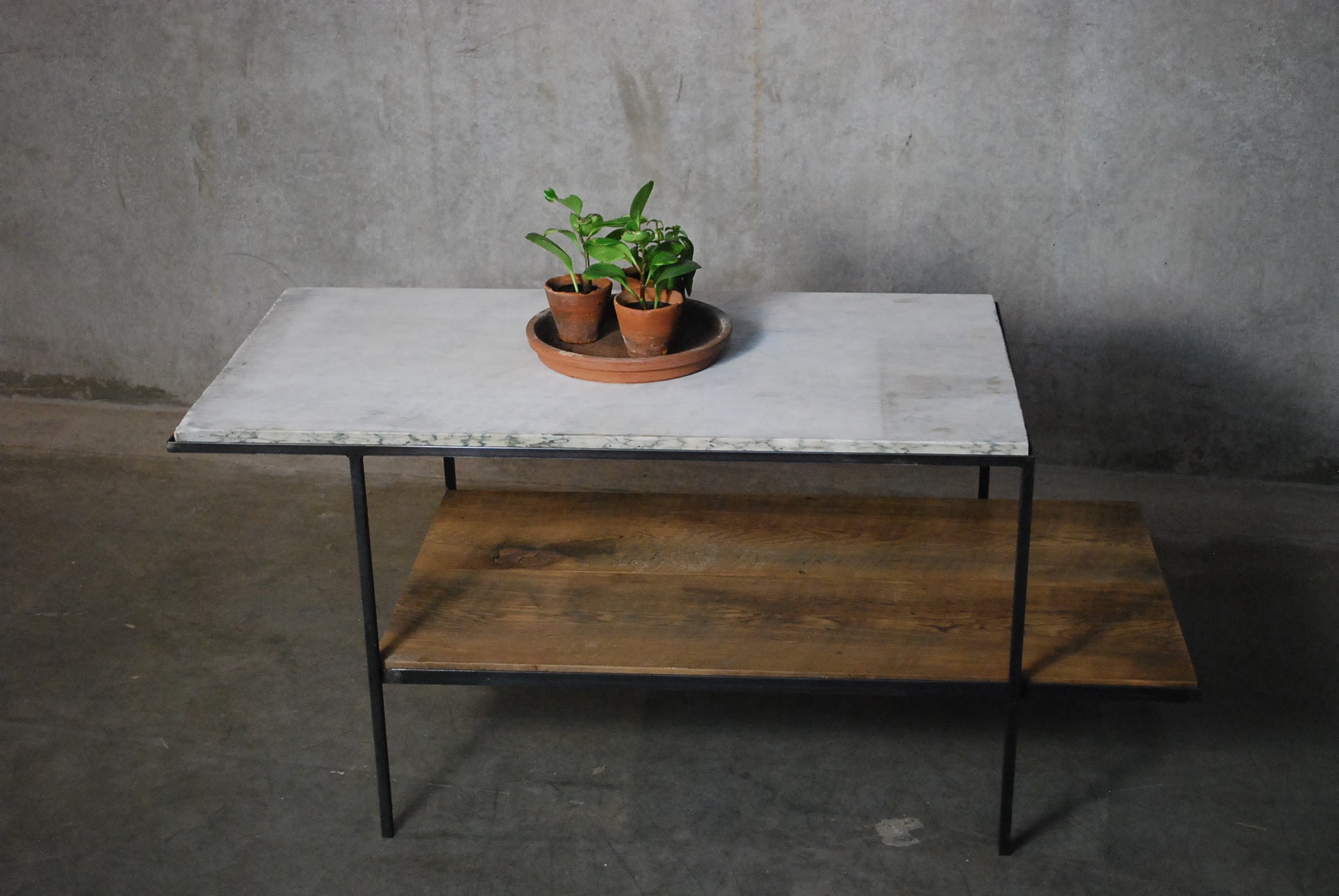 Bespoke Marble  & Reclaimed wood  Coffee table | Scott Landon Antiques and Interiors.