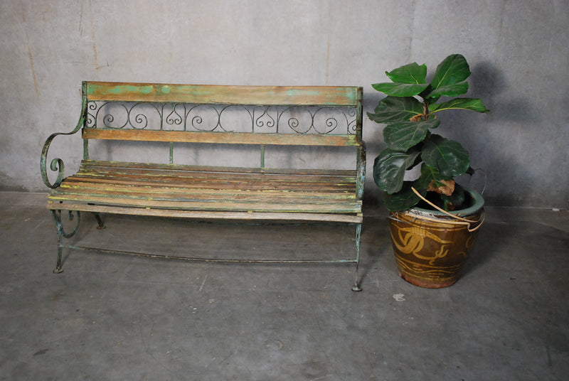 1920-30 Outdoor French iron / Wood  Garden bench | Scott Landon Antiques and Interiors.