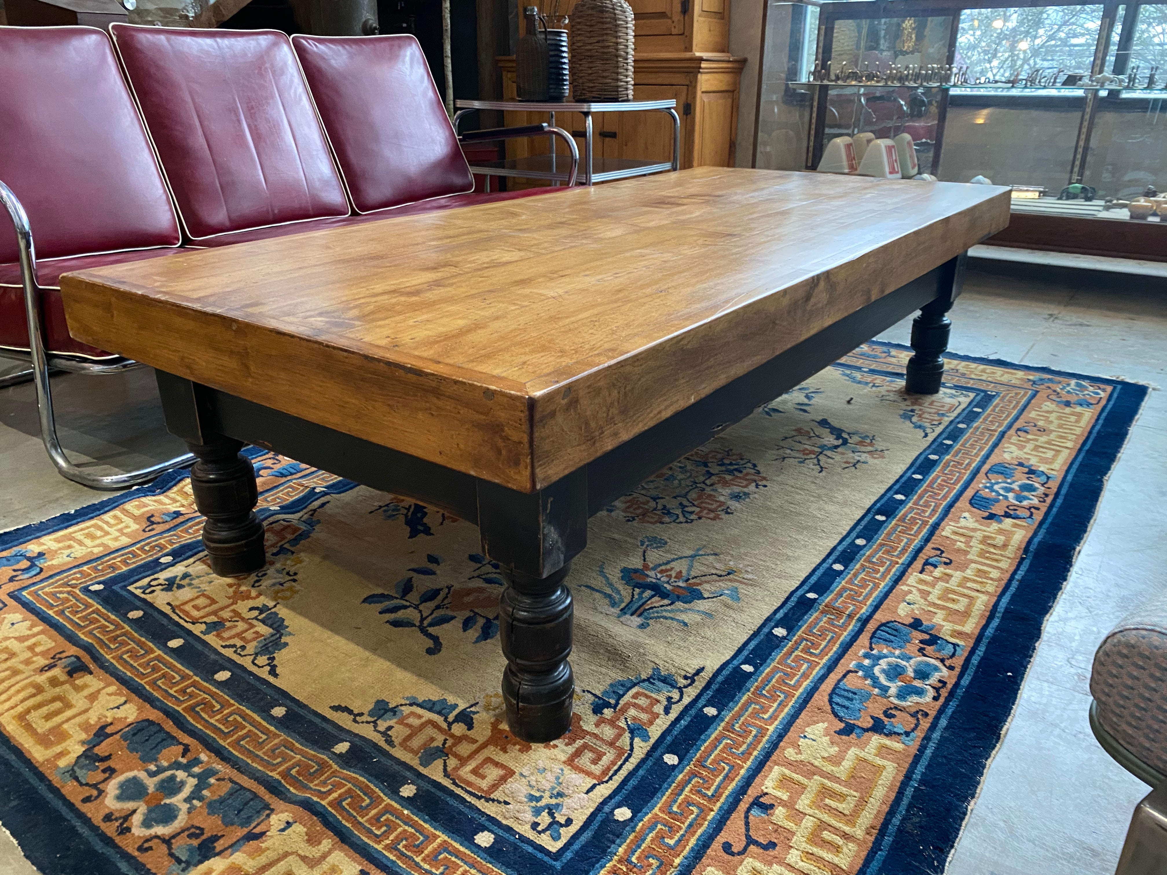 1910 industrial maple coffee  table | Scott Landon Antiques and Interiors.