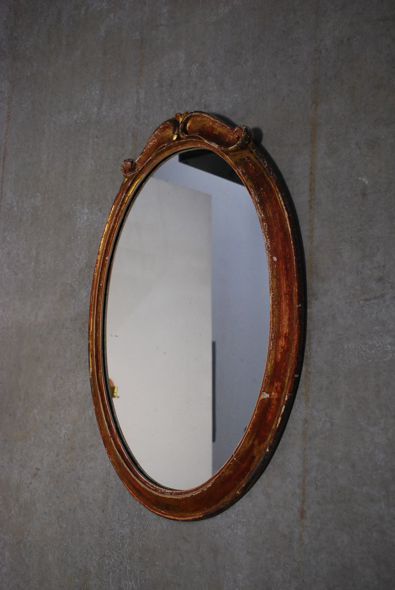 19th c Round wooden Carved Gilded Oval mirror | Scott Landon Antiques and Interiors.