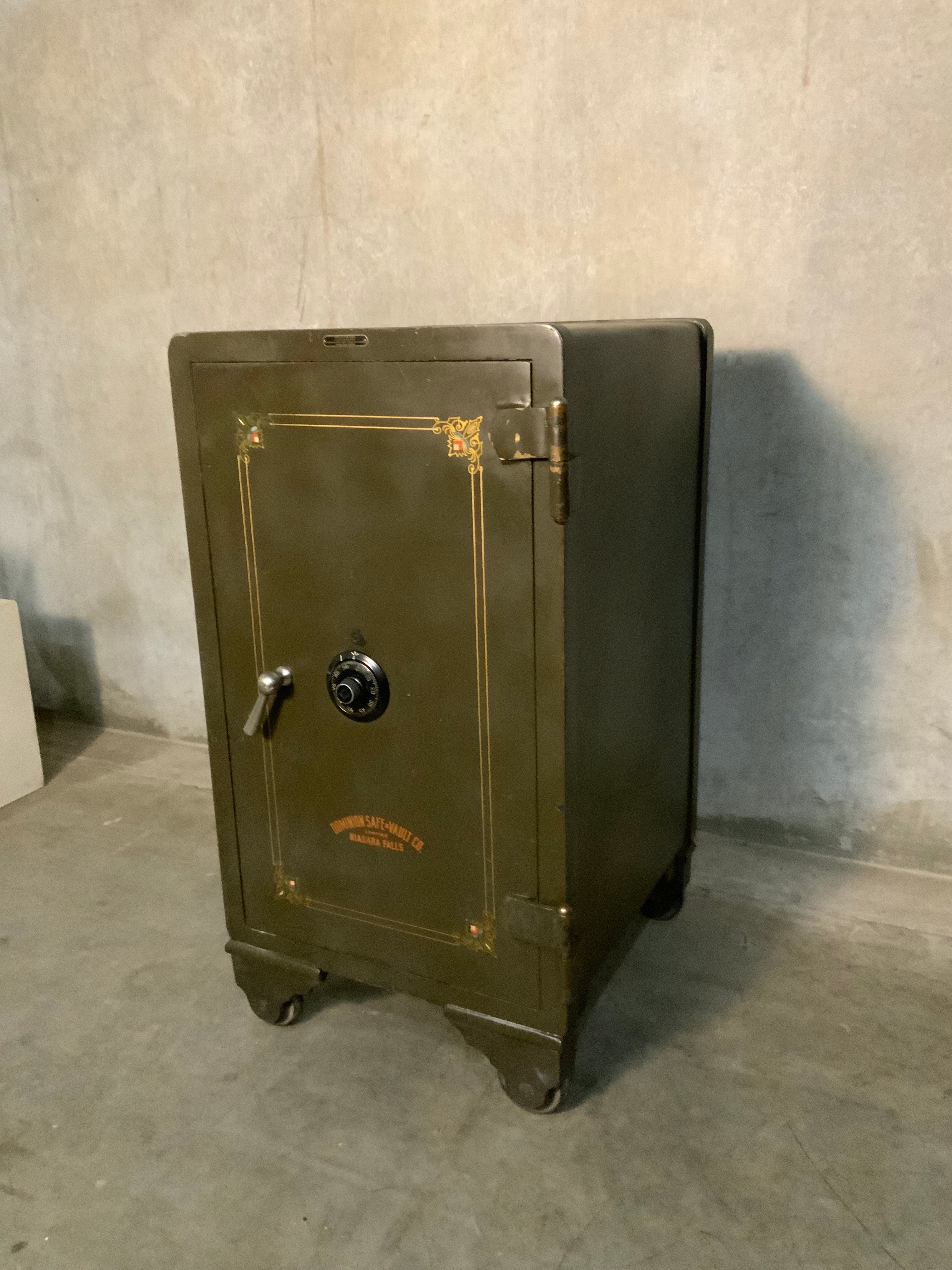 1920 Dominion floor rolling Industrial safe Vault | Scott Landon Antiques and Interiors.