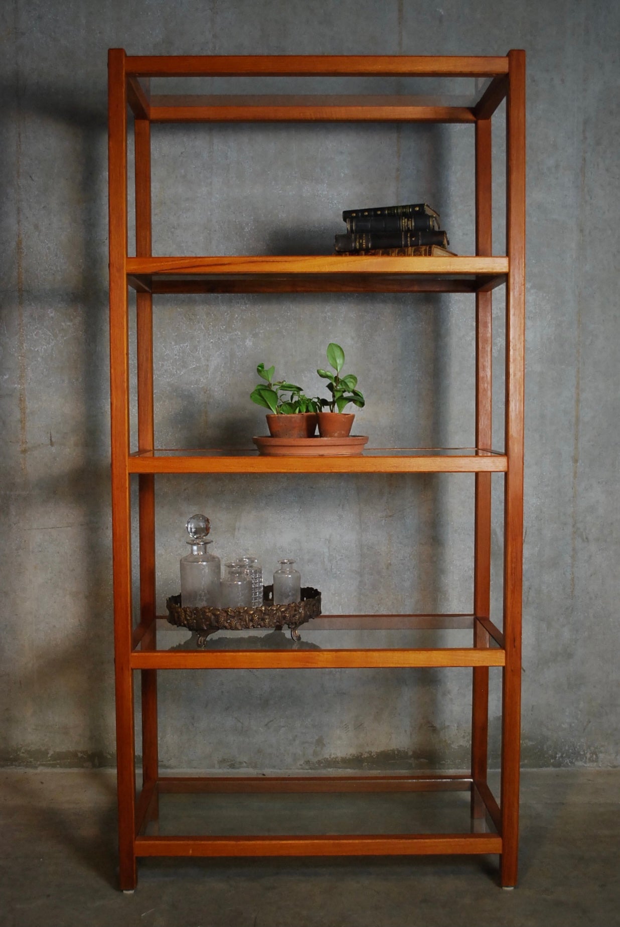 20th Century MCM Teal Etagere Shelf Unit | Scott Landon Antiques and Interiors.