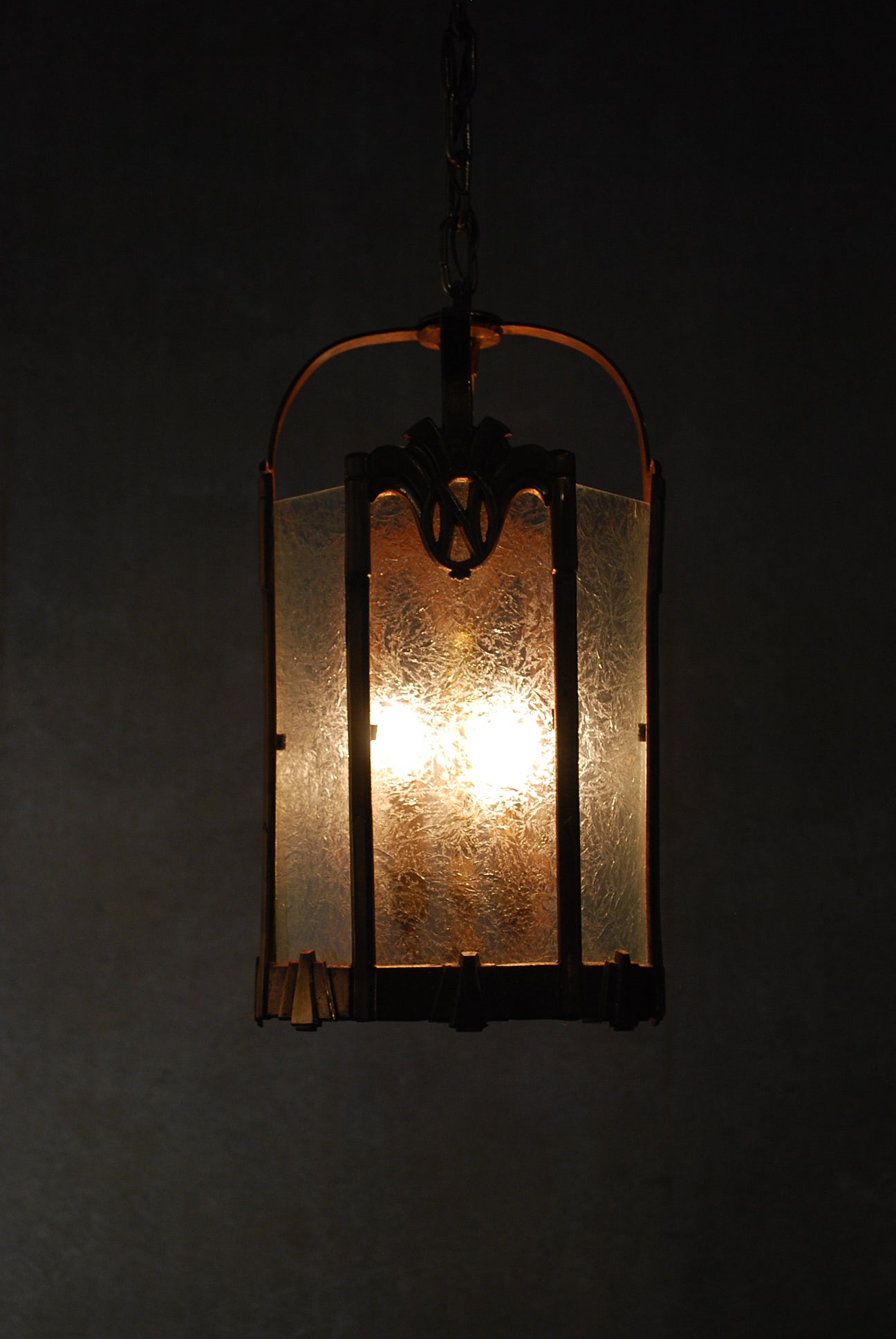 1920 CAST BRONZE Artdeco Lantern pendant Light | Scott Landon Antiques and Interiors.