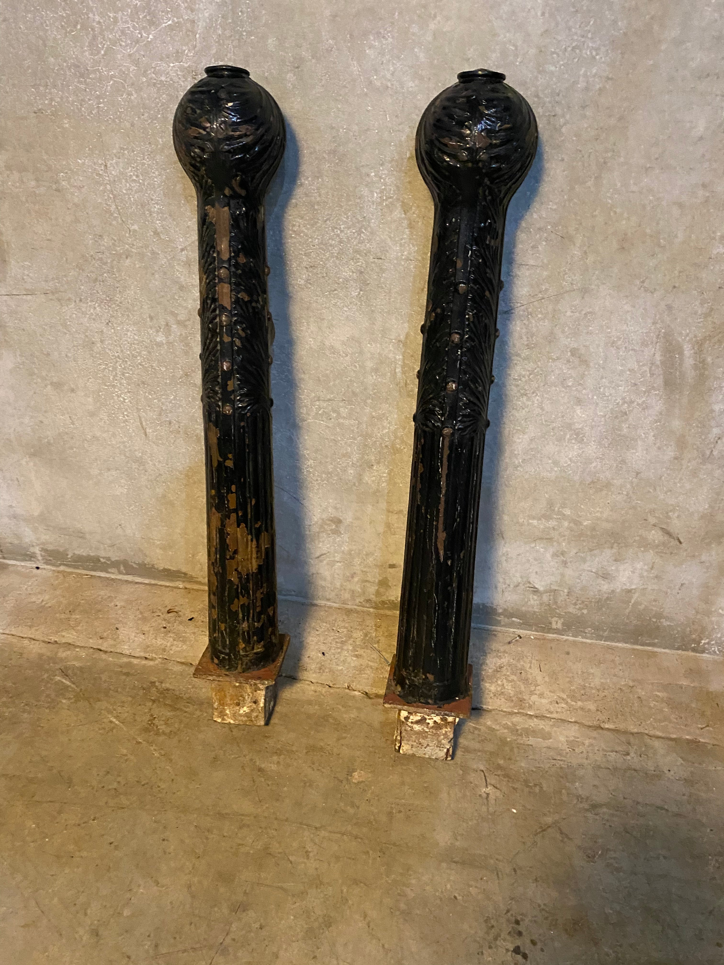 1890 exceptional pair of cast iron Step post | Scott Landon Antiques and Interiors.