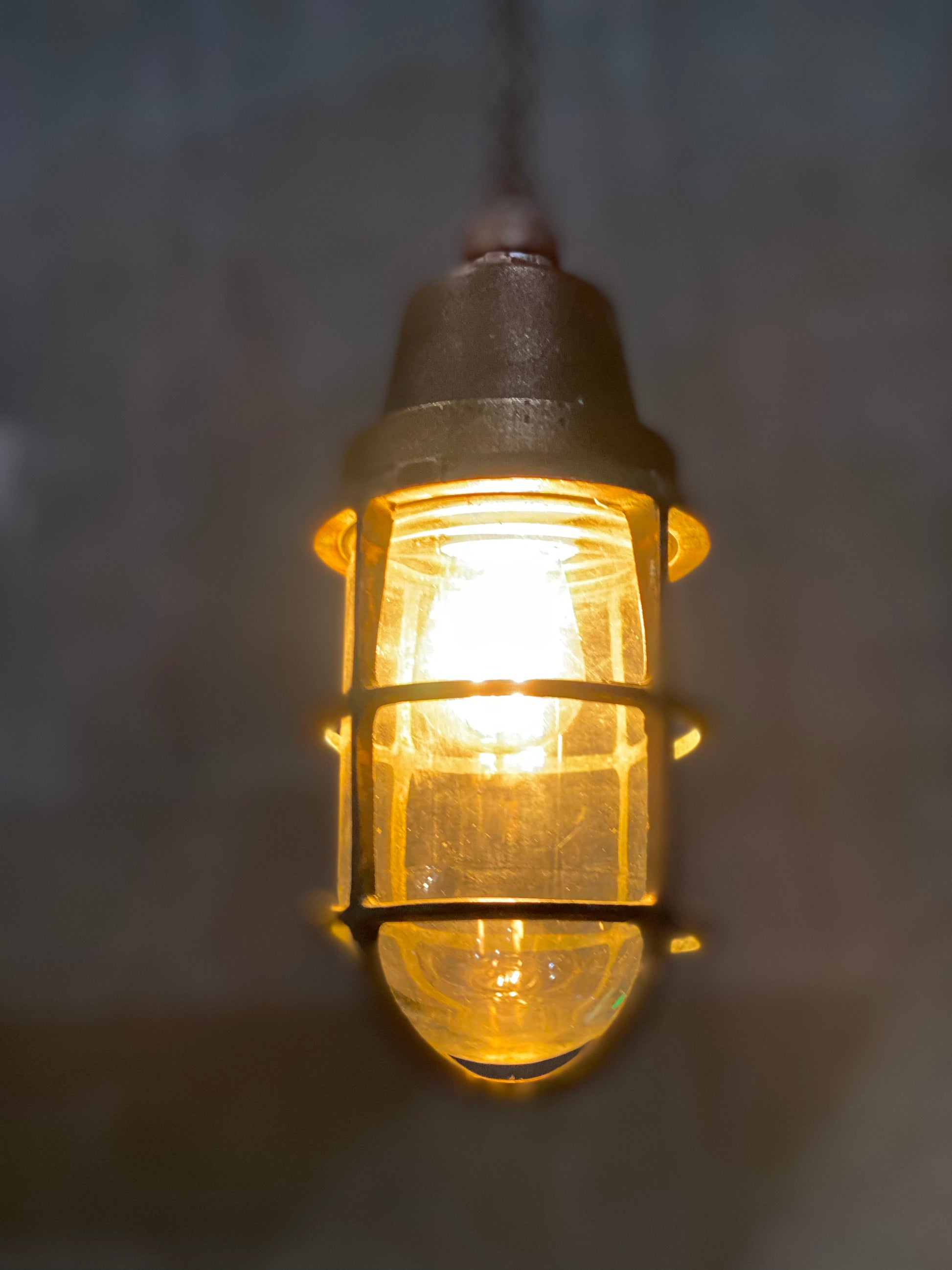 1920 SOLID BRASS  industrial pendant light | Scott Landon Antiques and Interiors.