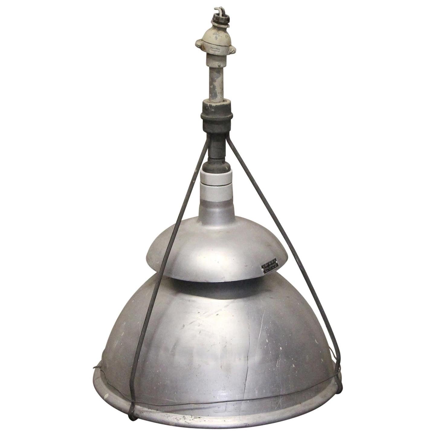 1940 LARGE Industrial Holophane Pendant Light with Aluminum Shield | Scott Landon Antiques and Interiors.