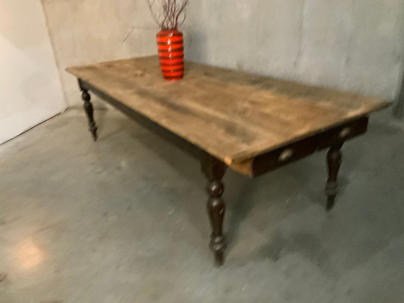 9 ft pine country harvest table | Scott Landon Antiques and Interiors.