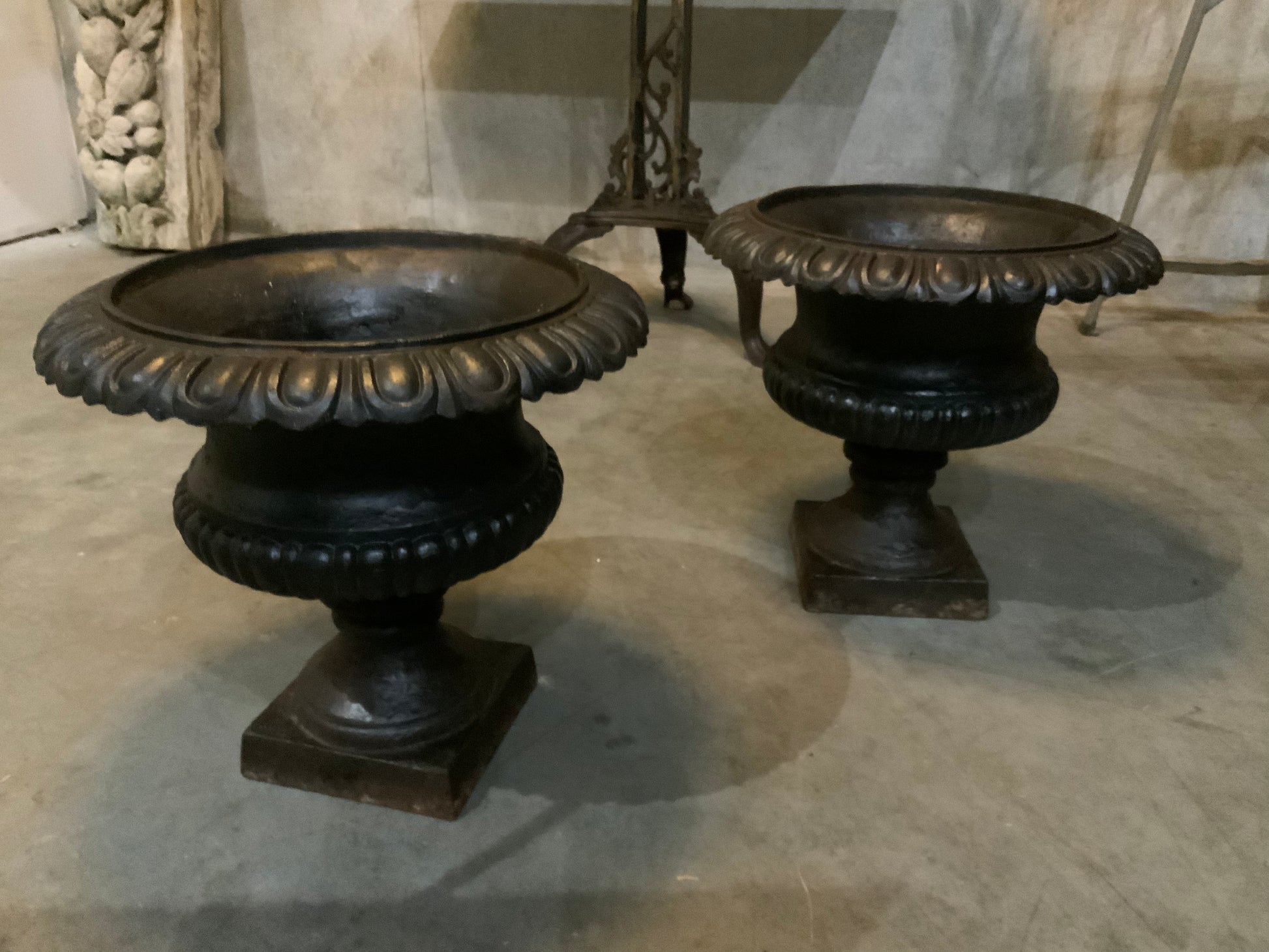 19th century  French cast iron planters | Scott Landon Antiques and Interiors.