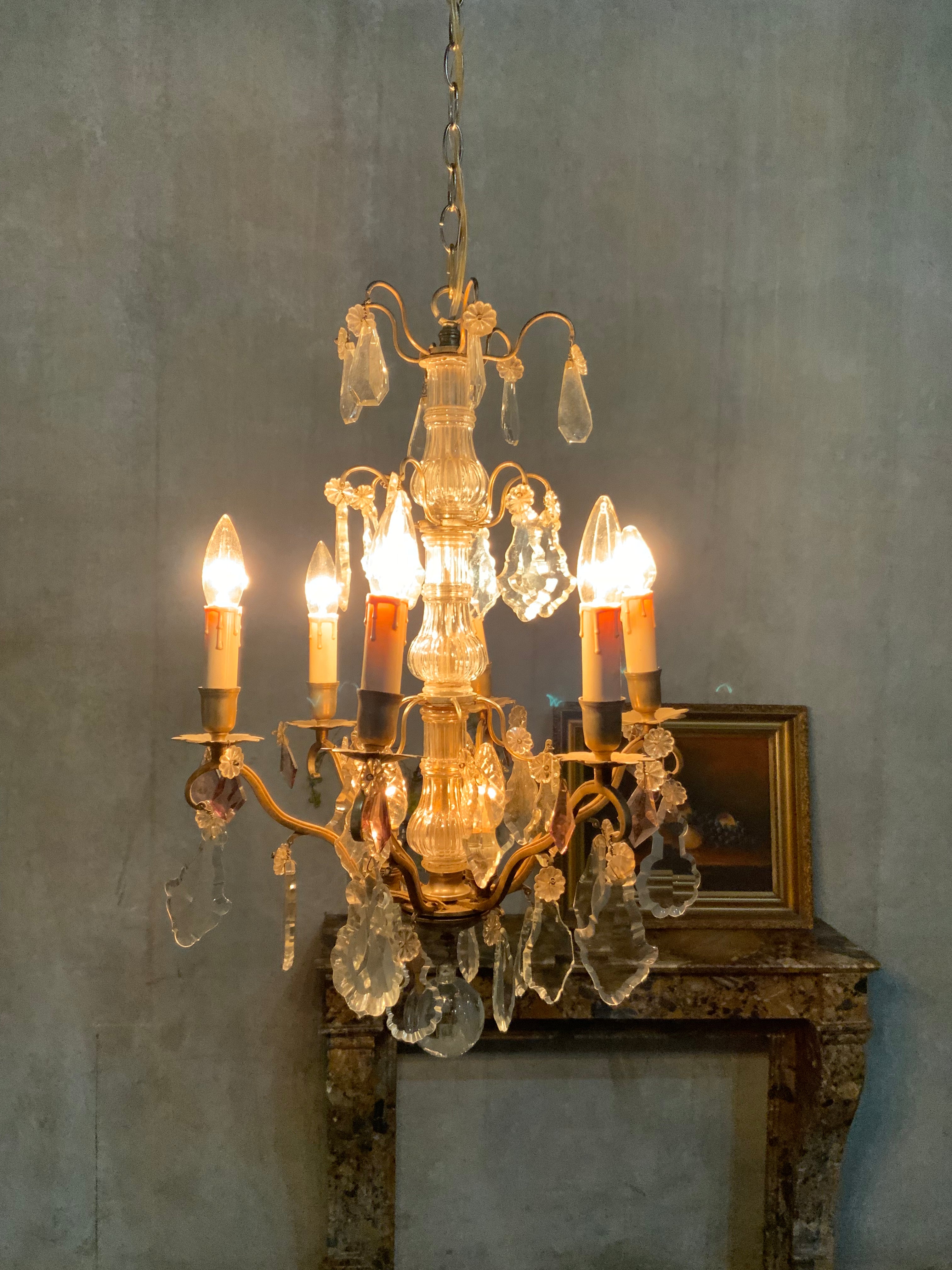 19th century FRENCH CRYSTAL 6 arm CHANDELIER | Scott Landon Antiques and Interiors.