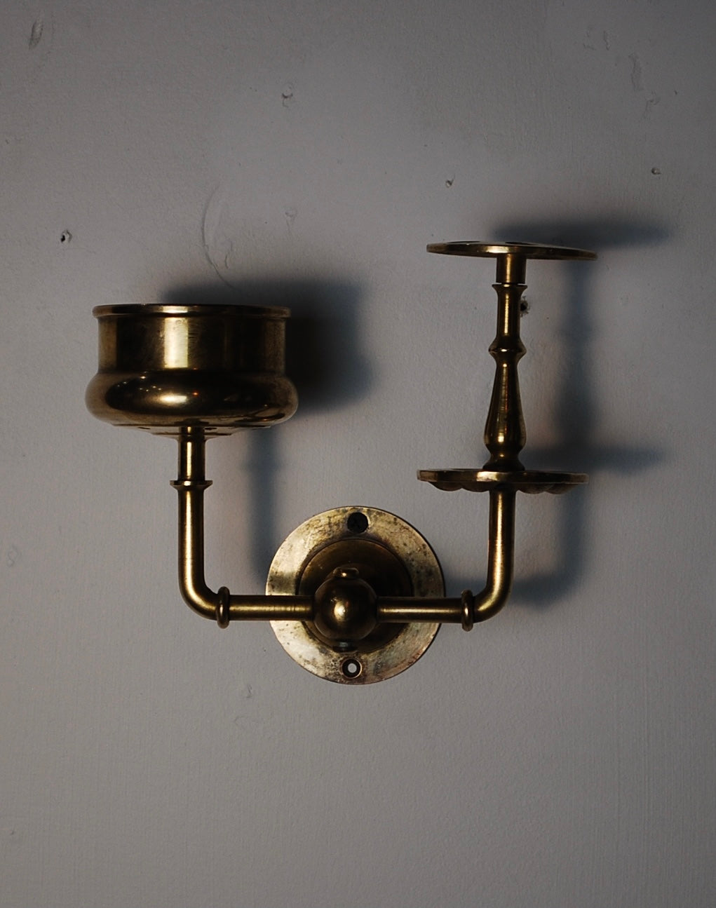 1920 Solid Brass Tooth brush and cup holder | Scott Landon Antiques and Interiors.