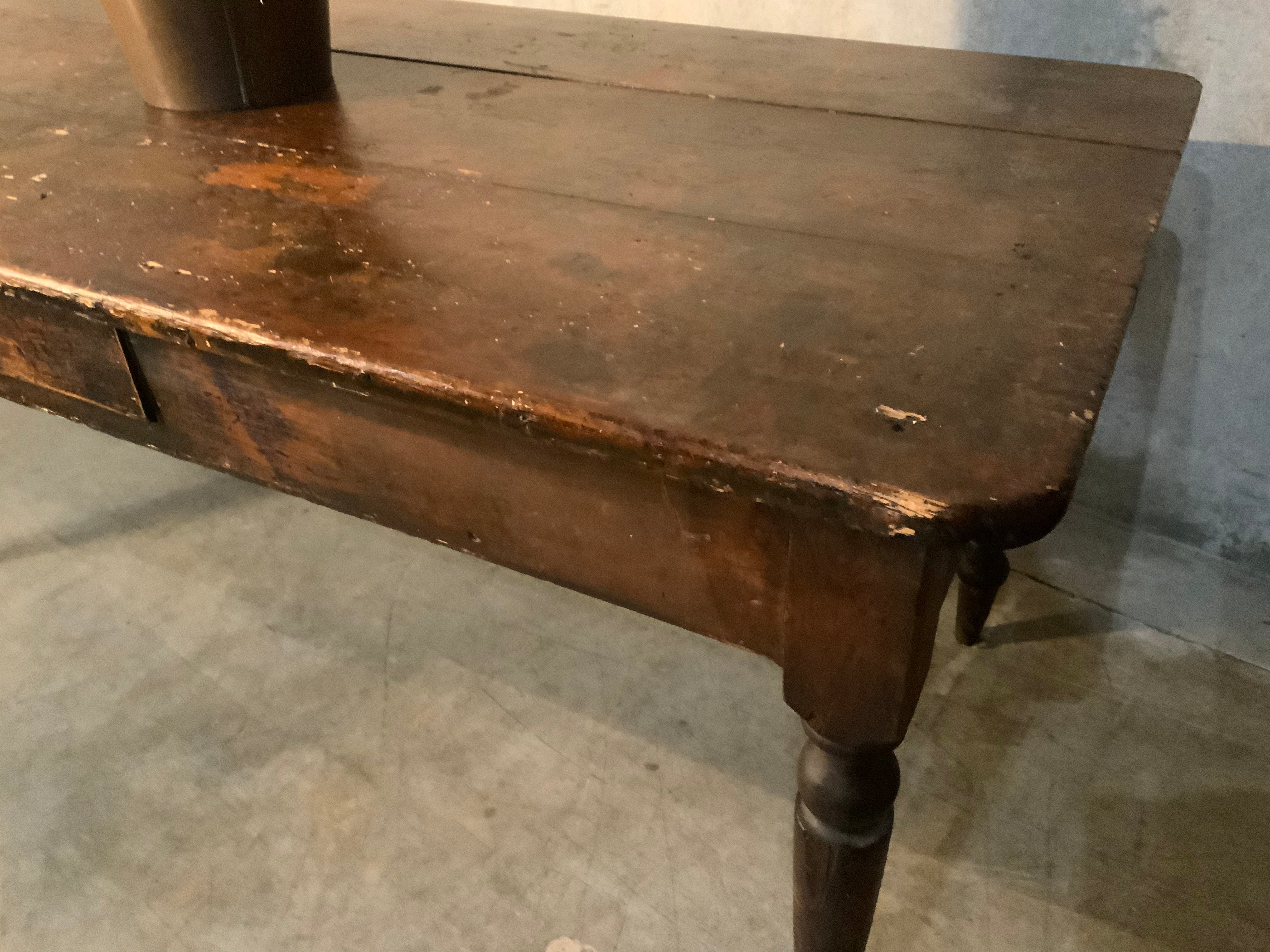 19th century pine Quebec farm table original finish | Scott Landon Antiques and Interiors.