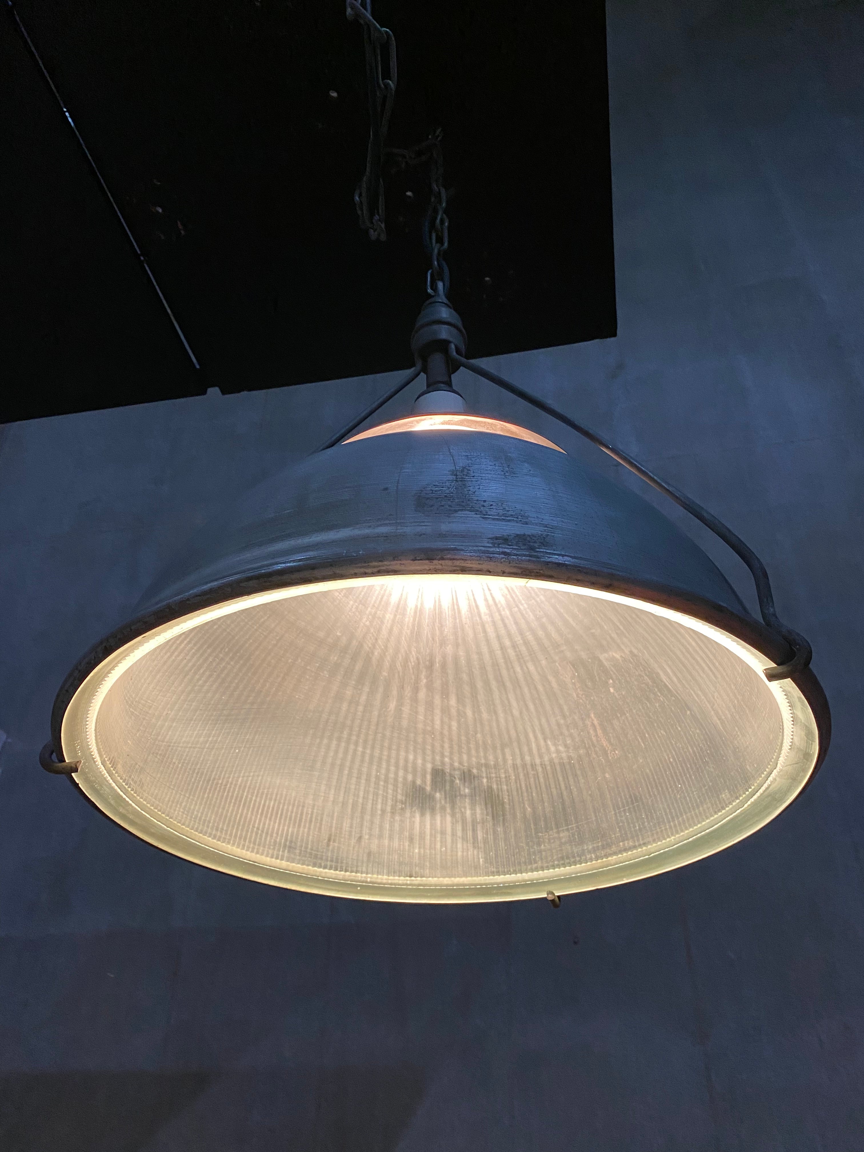 1920 rare set or large HOLOPHANE INDUSTRIAL PENDANTS LIGHTS | Scott Landon Antiques and Interiors.