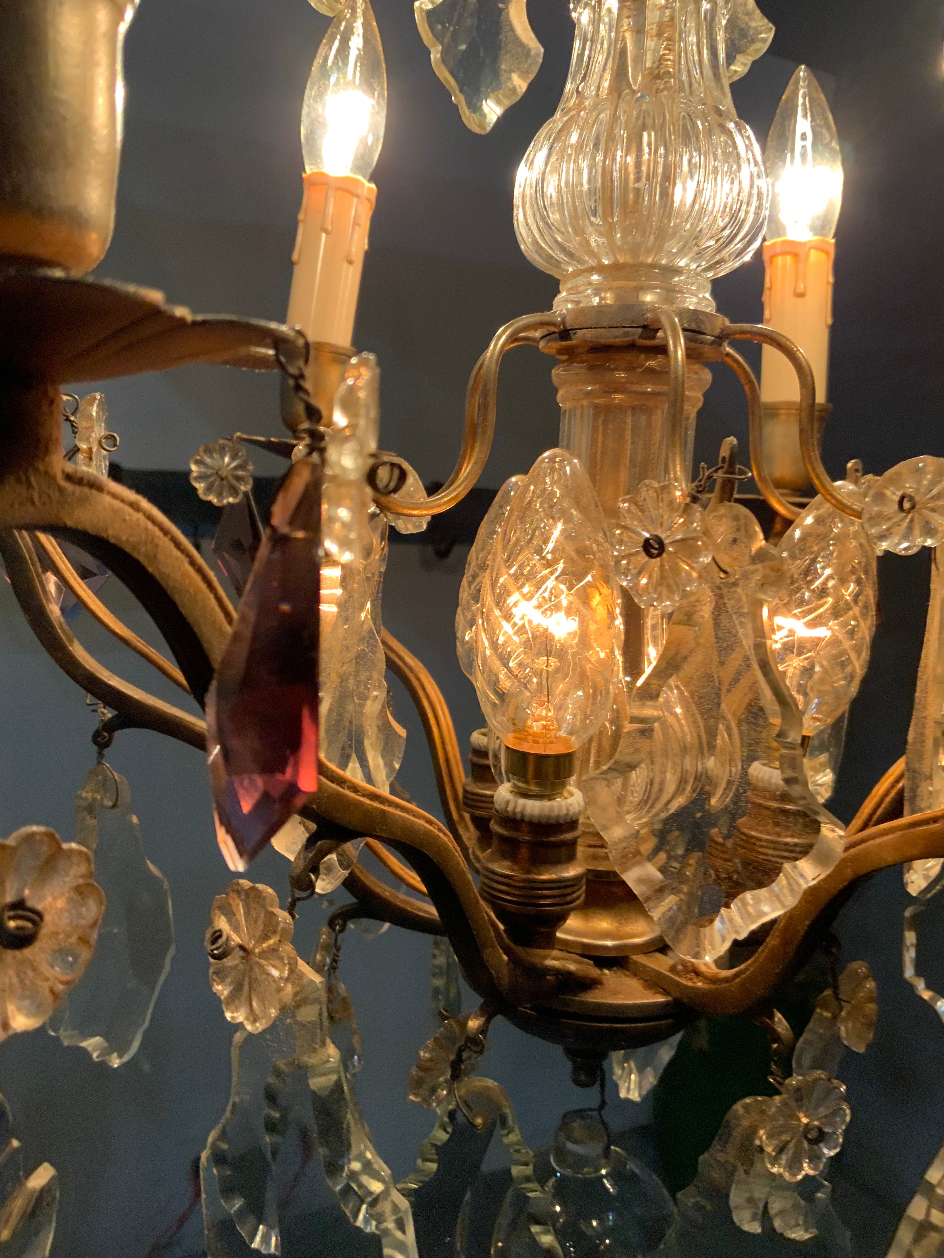 19th century FRENCH CRYSTAL 6 arm CHANDELIER | Scott Landon Antiques and Interiors.