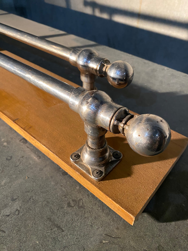 1920 pair of. Nickel plated towel bars | Scott Landon Antiques and Interiors.