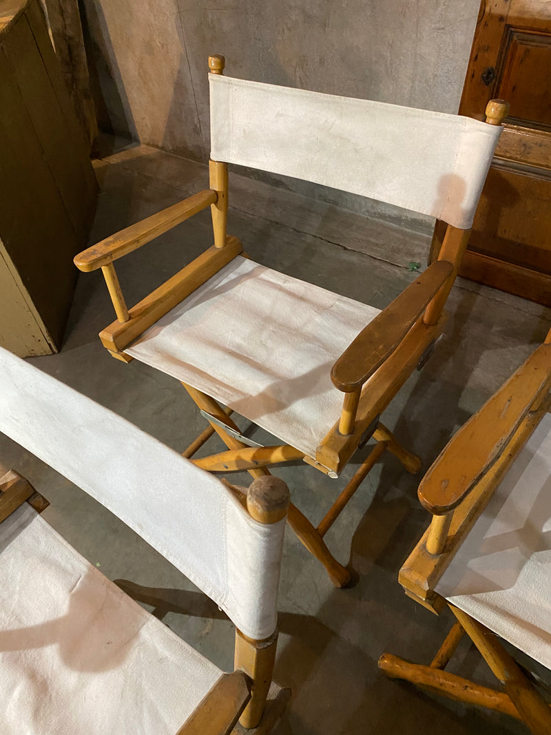 1960 folding maple directors camp chairs by Gold medal Co. | Scott Landon Antiques and Interiors.