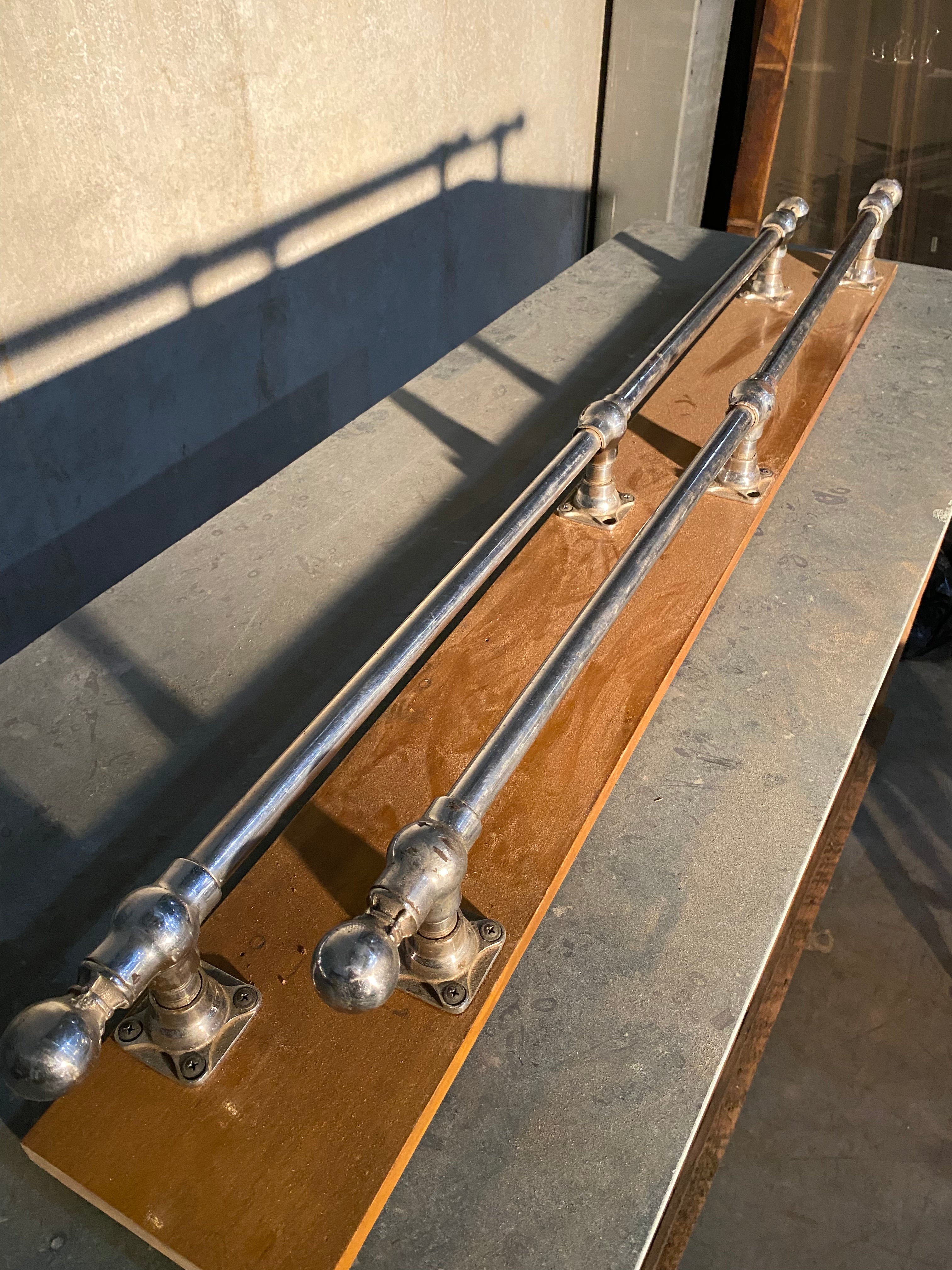 1920 pair of. Nickel plated towel bars | Scott Landon Antiques and Interiors.