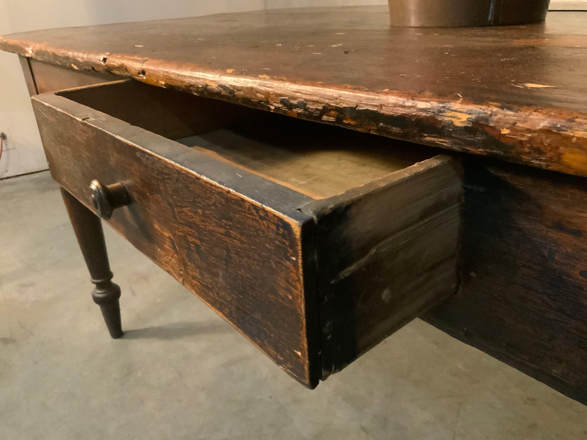 19th century pine Quebec farm table original finish | Scott Landon Antiques and Interiors.