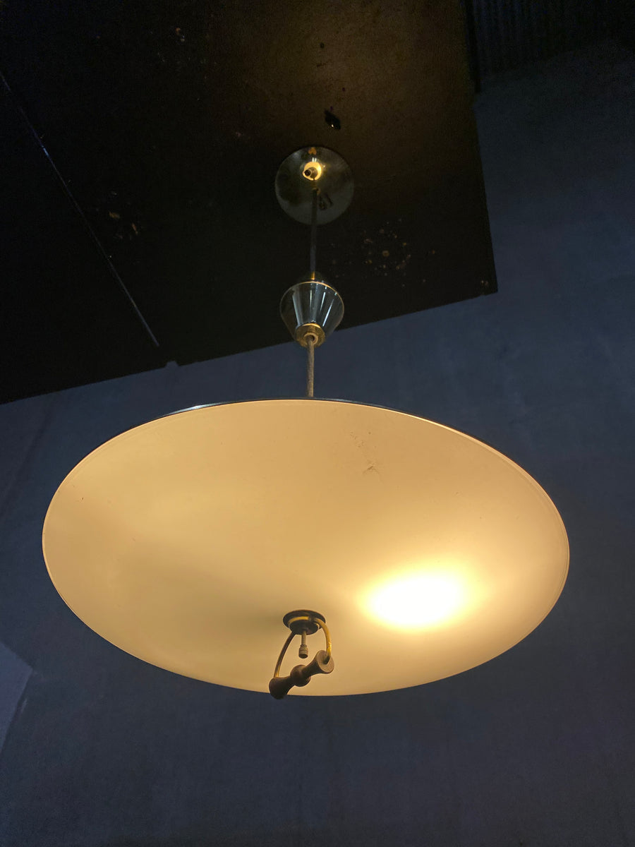 Mid century brass retractable Atomic pendant light – Scott Landon ...