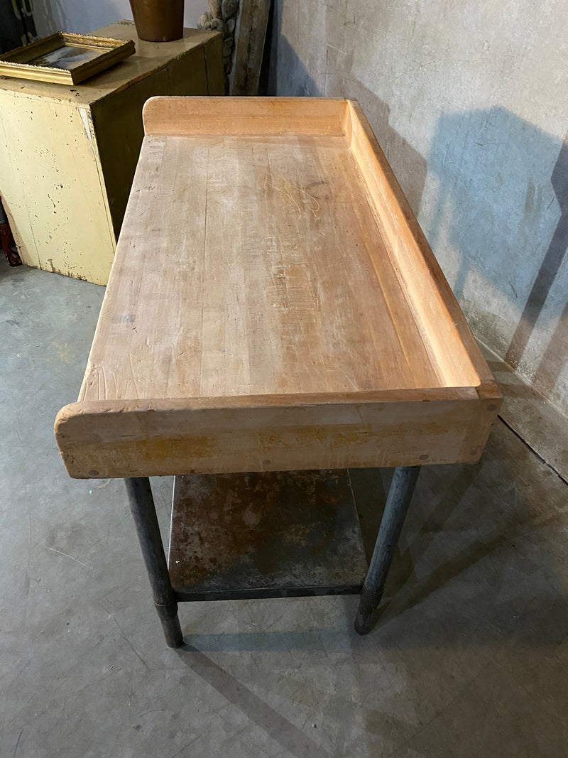 1930 maple top industrial table | Scott Landon Antiques and Interiors.