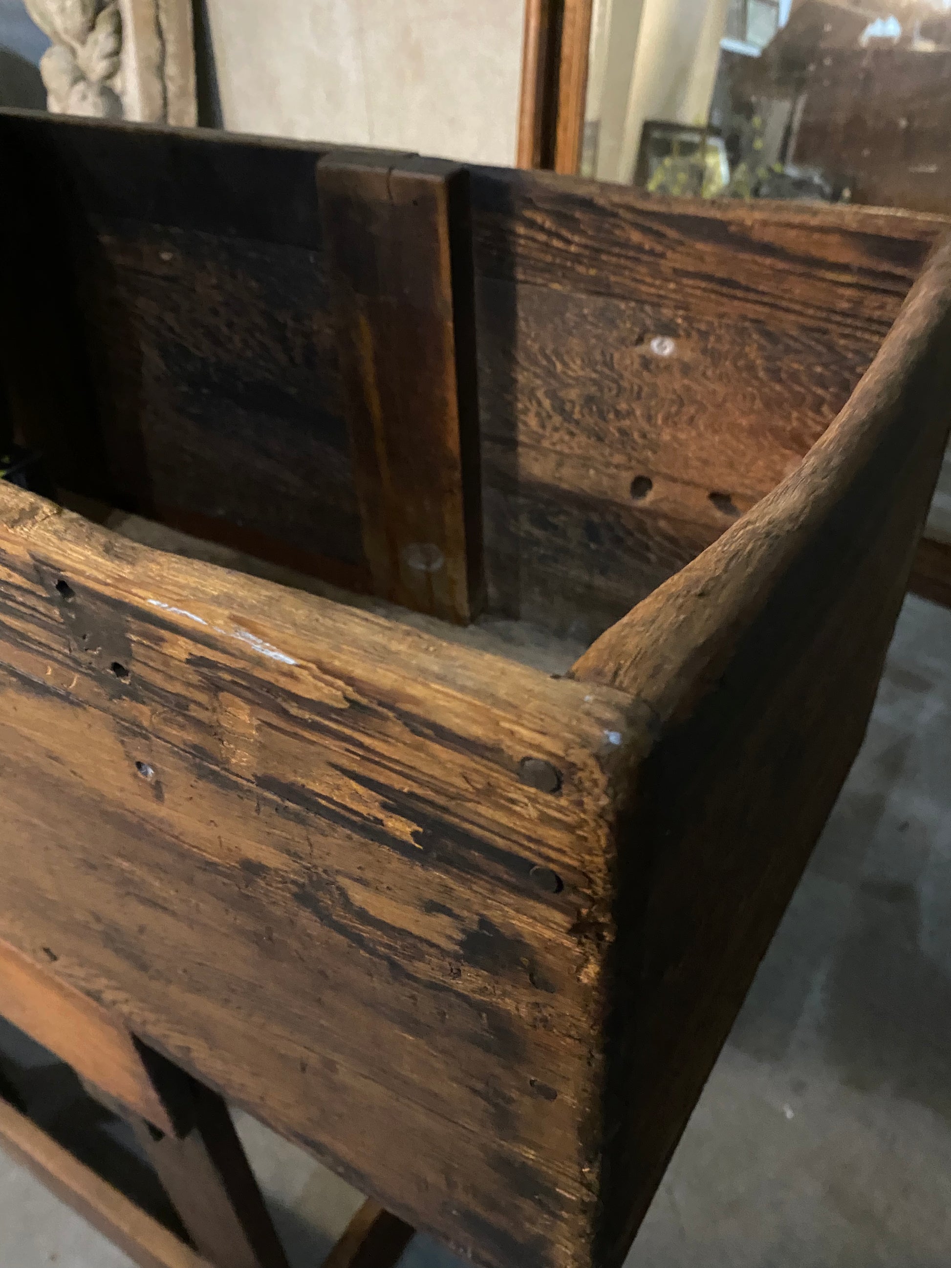 1930 wooden industrial planter box | Scott Landon Antiques and Interiors.