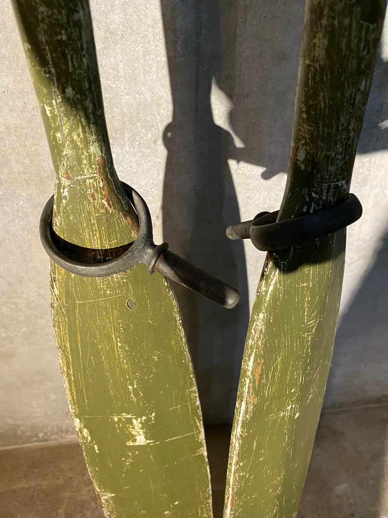 1930 wooden oars in old green paint | Scott Landon Antiques and Interiors.