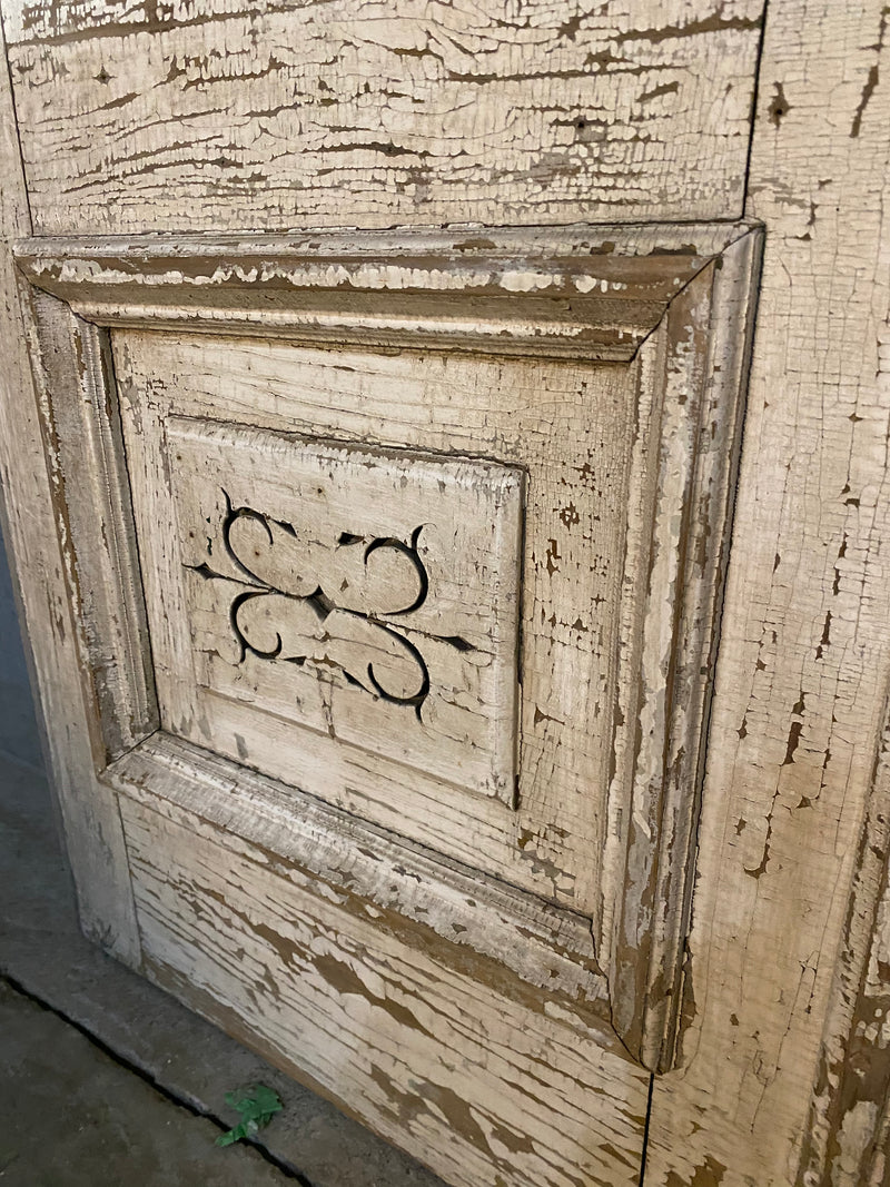 1880 pair of entry doors from in old paint  from a grey stone in CHICAGO | Scott Landon Antiques and Interiors.