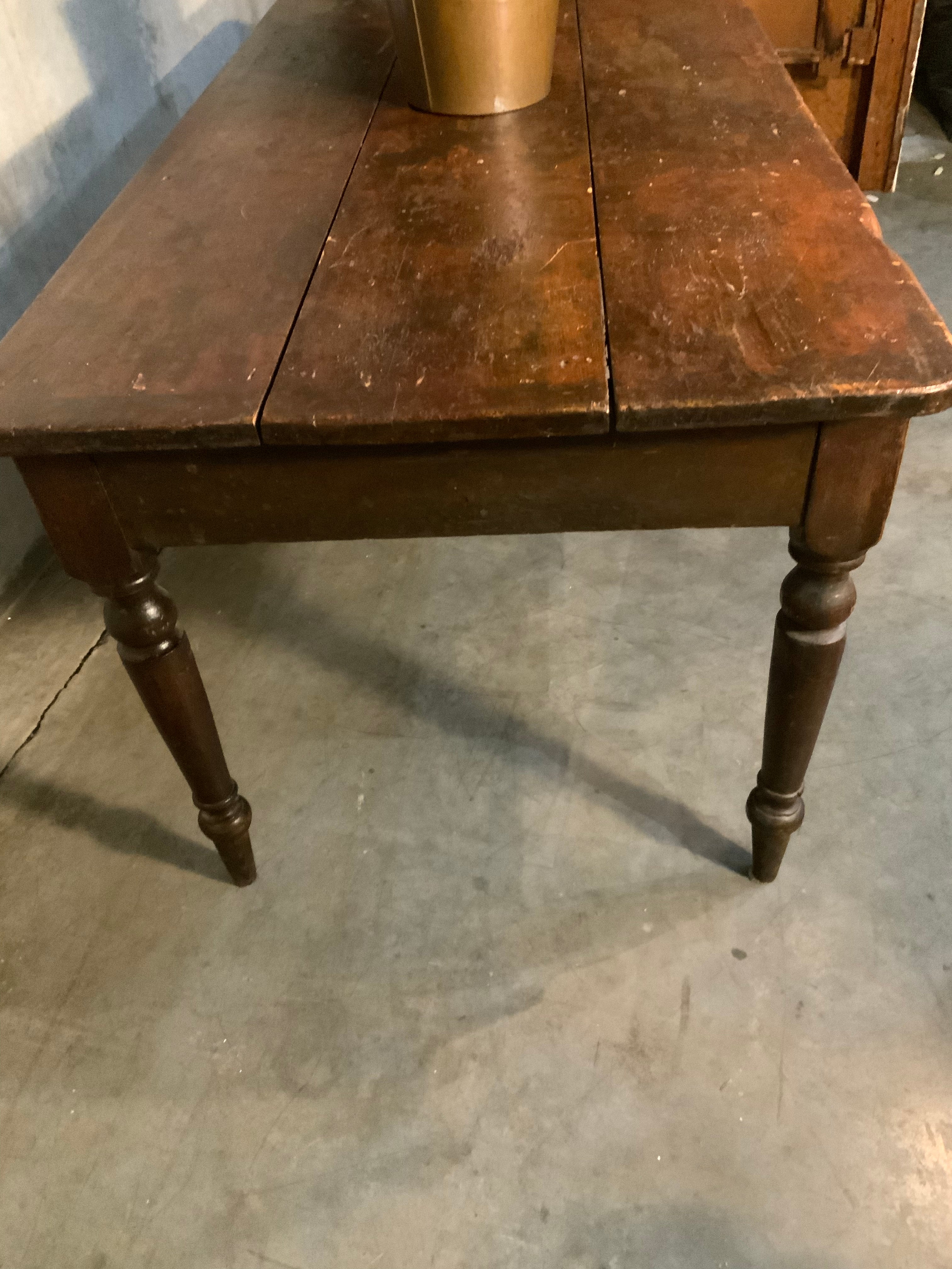 19th century pine Quebec farm table original finish | Scott Landon Antiques and Interiors.