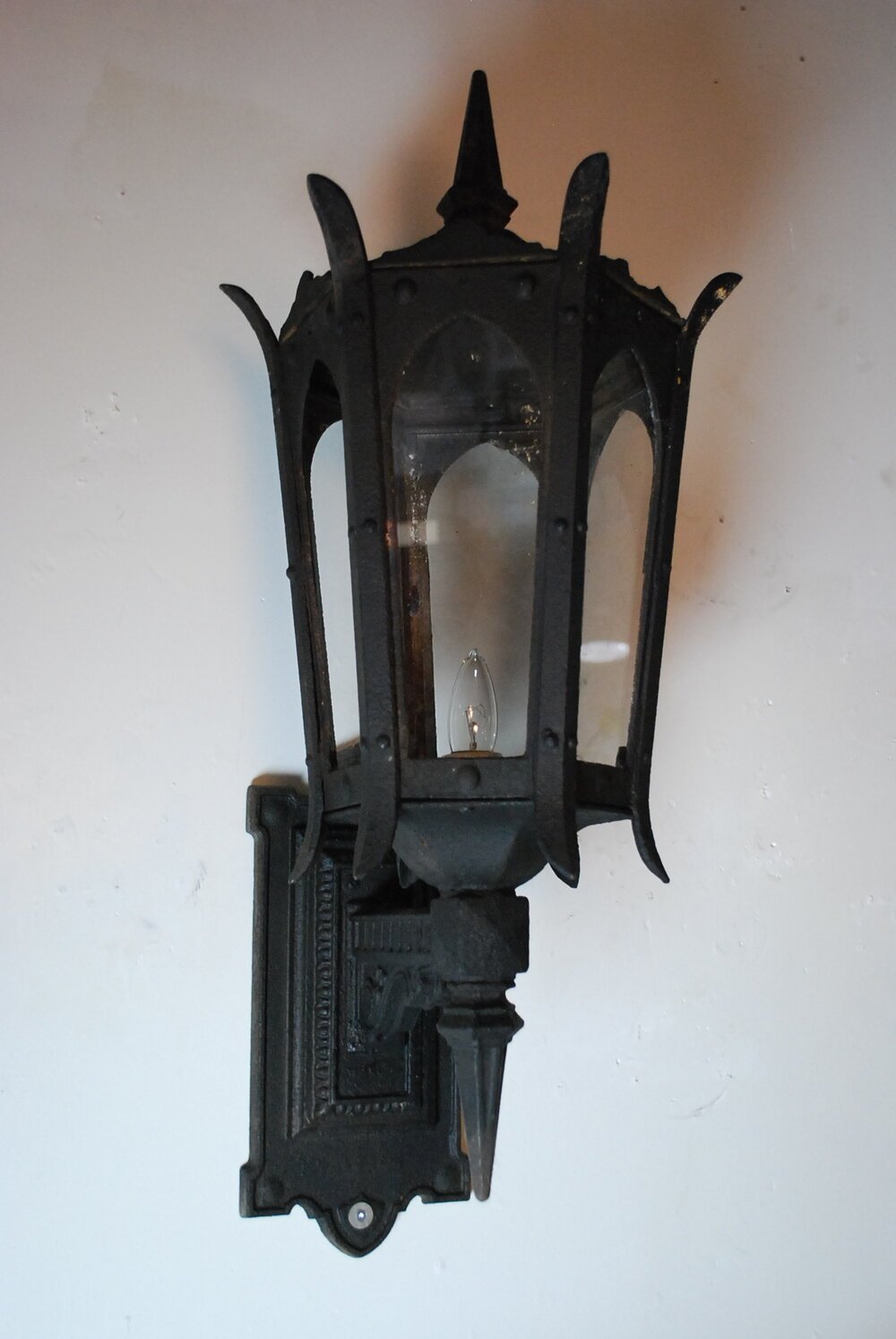 1910 Gothic Exterior Cast lantern from NYC | Scott Landon Antiques and Interiors.