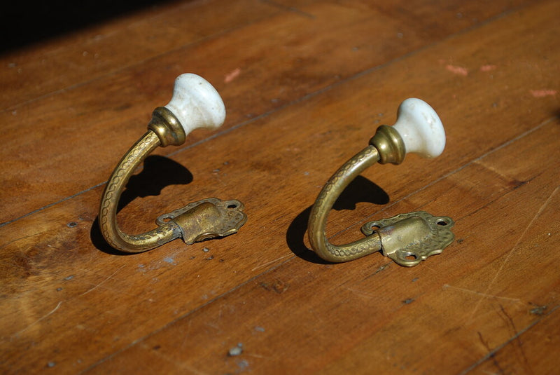 1920 Brass towel hooks | Scott Landon Antiques and Interiors.