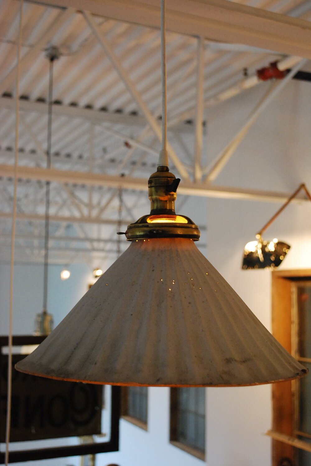 1910 Incredible mercury Shade Pendant Lights | Scott Landon Antiques and Interiors.