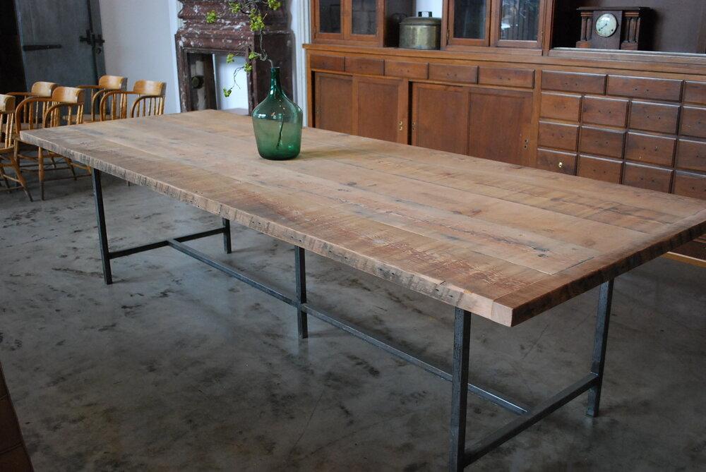 Bespoke 10 ft Dining table in Raw 1920 material | Scott Landon Antiques and Interiors.